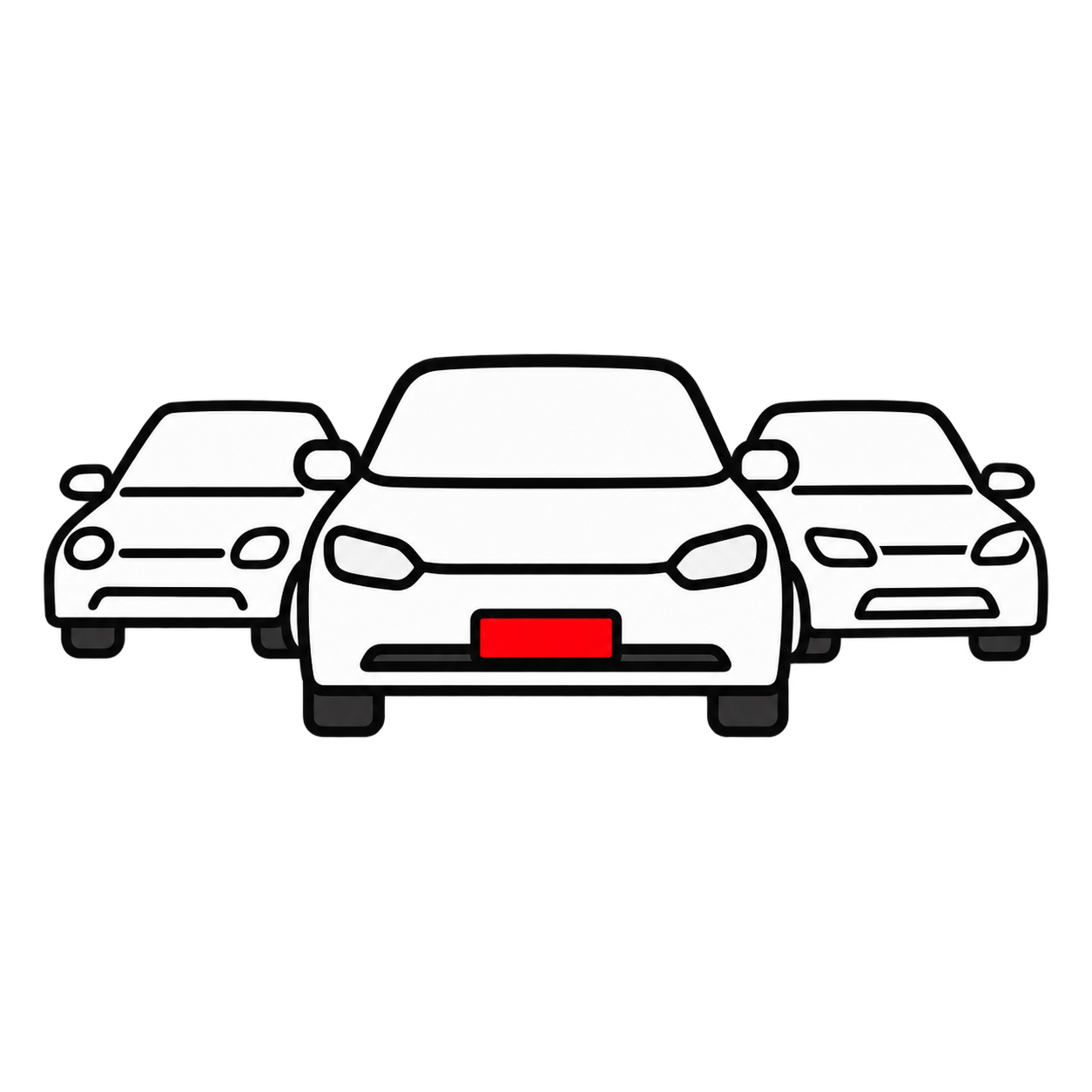 正面から見た3台の車のアイコン